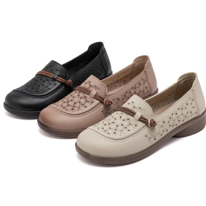 Damen Ballerinas Bequem Perforiert Modisch