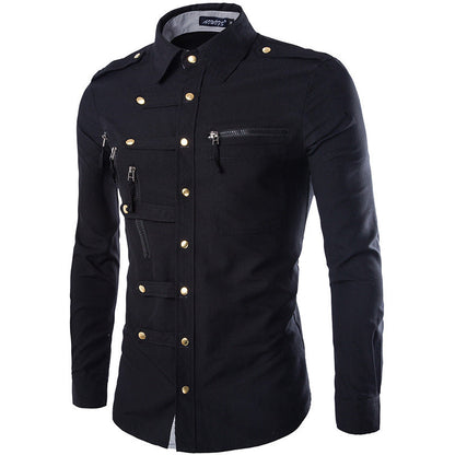 Herren Hemd Modern mit Taschen Hochwertig Elegant