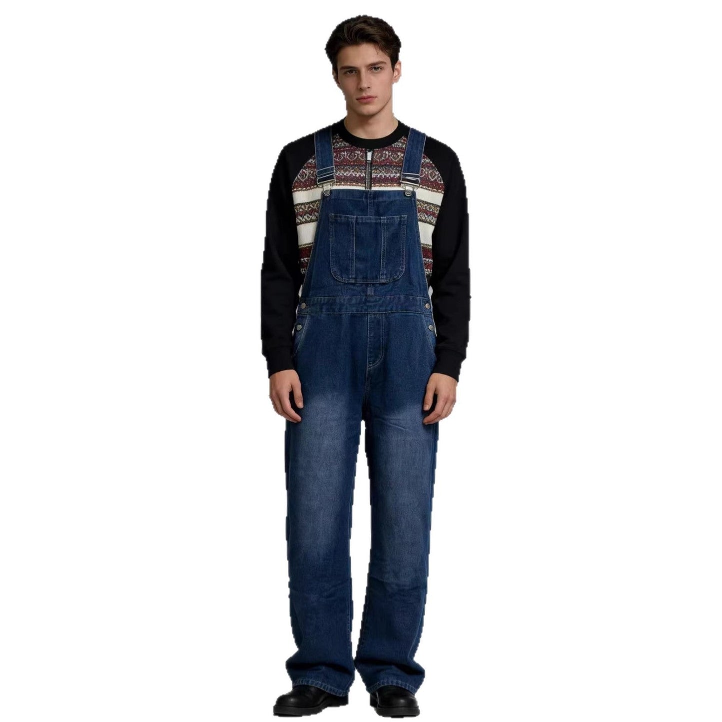 Herren Latzhose Jeans Bequem Weit Schnitt