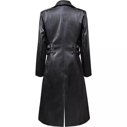 Herren Lederjacke Asymmetrisch mit Metallschnallen Modern Schwarz