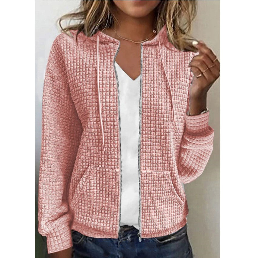 Damen Fleecejacke Waffelmuster Strukturiert Warm - BerlinGlamour