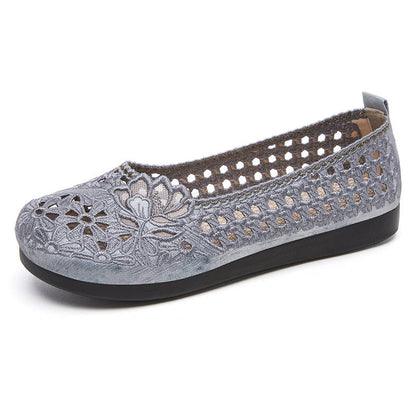 Damen Ballerinas Blumenmuster Rutschfest