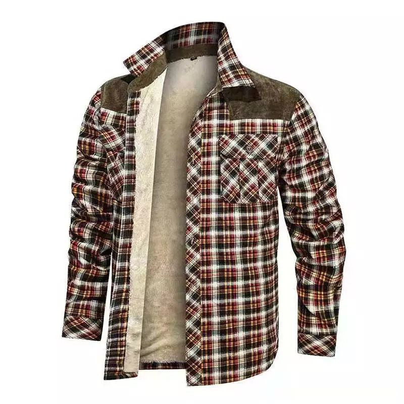 Herren Flanell Hemdjacke Warm mit Fütterung und Taschen - BerlinGlamour