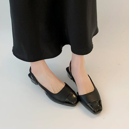 Damen Sling Pumps Glänzend Elegant Schwarz