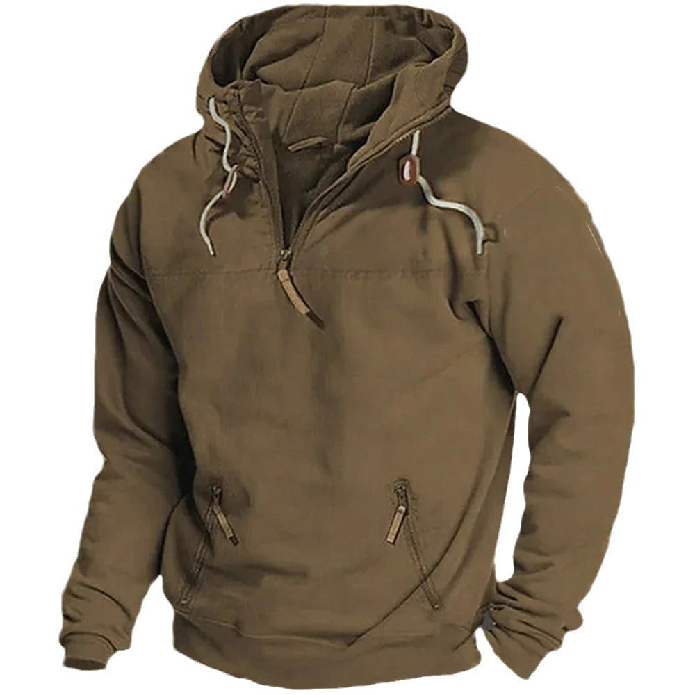 Herren Pullover Lässig Reißverschluss Kängurutasche Größe XL