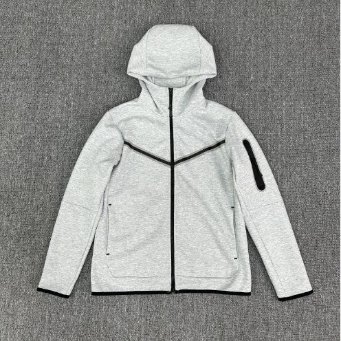 Herren Fleecejacke Sportlich mit Kapuze und Reißverschlusstaschen
