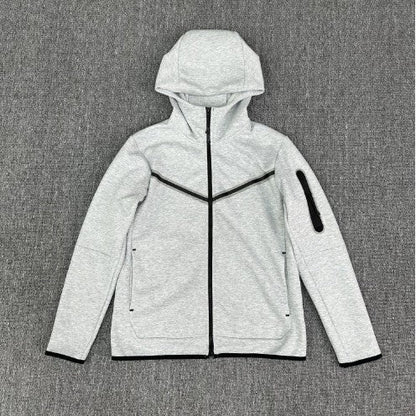 Herren Fleecejacke Sportlich mit Kapuze und Reißverschlusstaschen