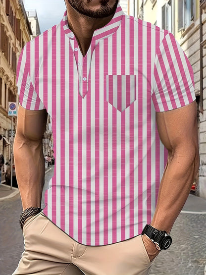 Herren Kurzarm-Hemd Modernes Streifenmuster Berlin Style