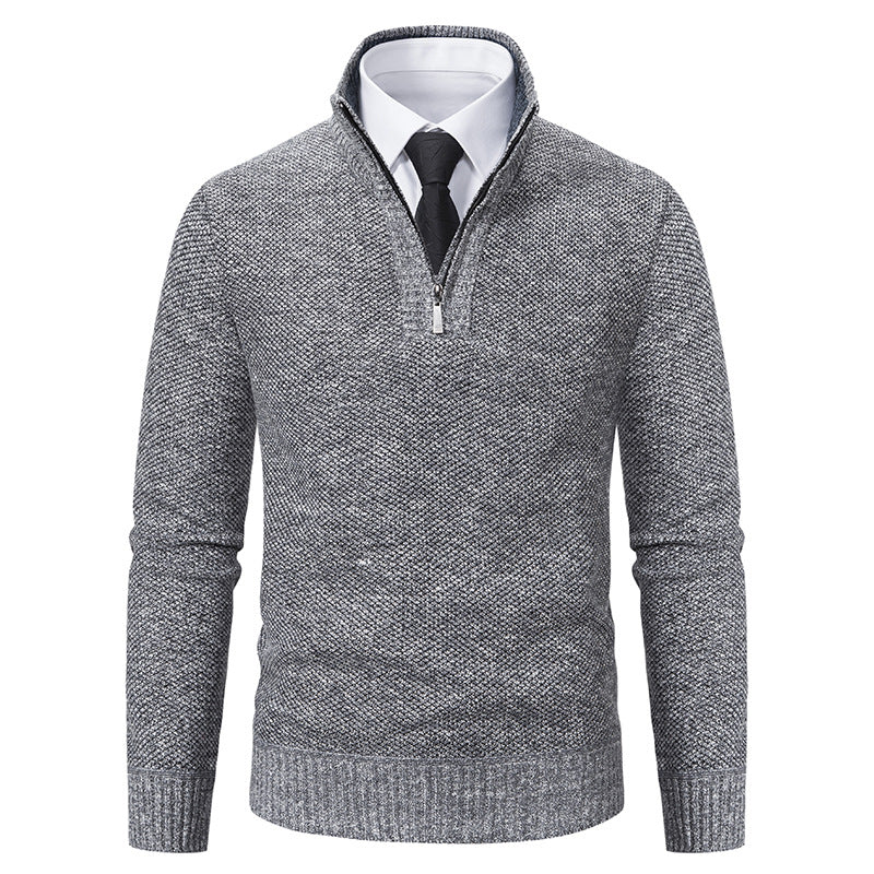 Herren Strickpullover Eleganter V-Ausschnitt Mit Reißverschluss