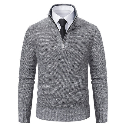 Herren Strickpullover Eleganter V-Ausschnitt Mit Reißverschluss