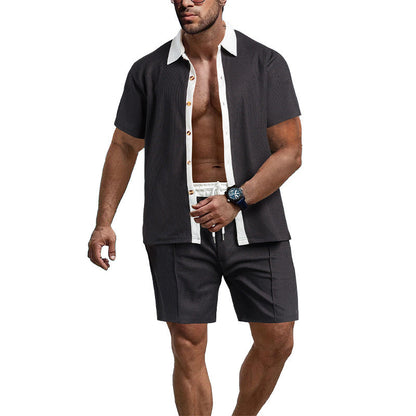 Herren Freizeit Set Kurzarmhemd mit Shorts Modern