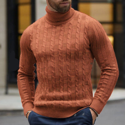 Herren Strickpullover Rollkragen Struktur Muster Modern