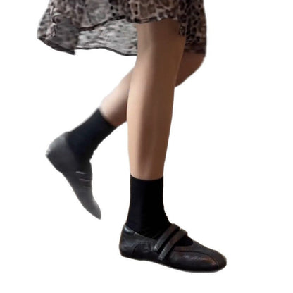 Damen Ballerinas Bequem mit Doppelriemen Ergonomisch