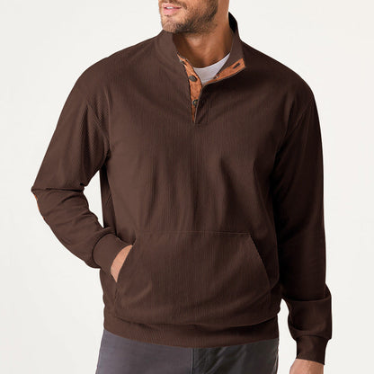 Herren Sweatpullover Stehkragen Kängurutasche Sportlich Modern