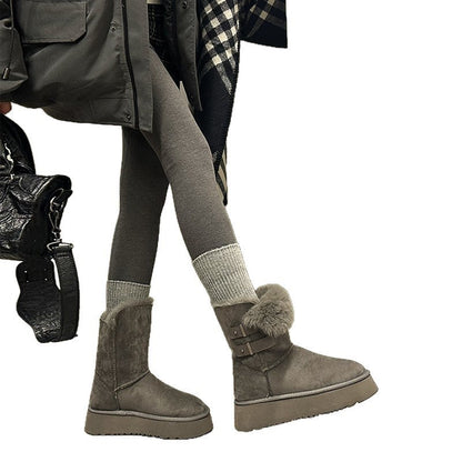 Damen Winterstiefel Kuschelig Weich mit Riemen Soft Innenschuh