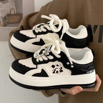Damen Sneaker Sportlich Panda Design Rutschfest