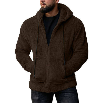 Herren Fleecejacke Warm Kapuze Taschen Sportlich