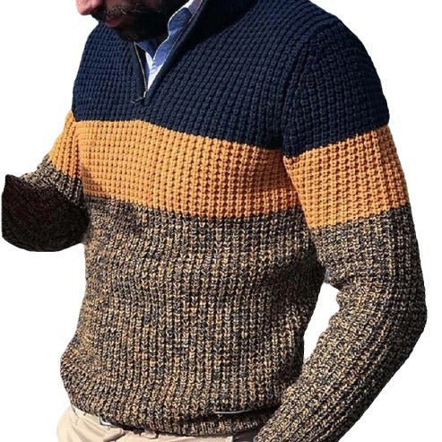 Herren Strickpullover Struktur Optik Halbzipp