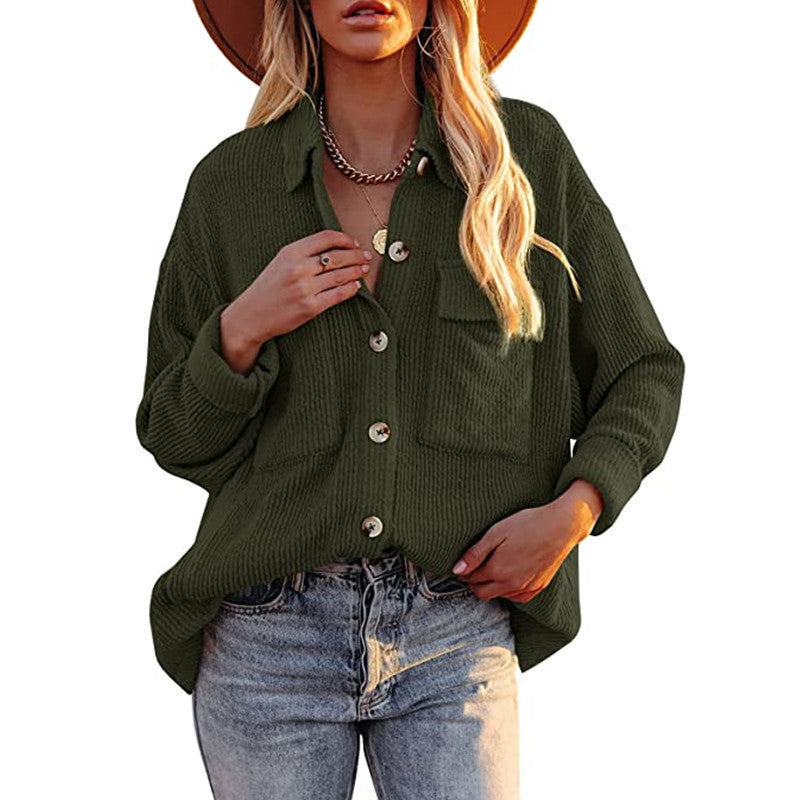 Damen Strickjacke Lässig mit Knöpfen und Taschen