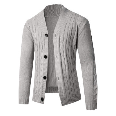 Herren Strickjacke Elegantes Zopfmuster Hochkragen Modern - BerlinGlamour