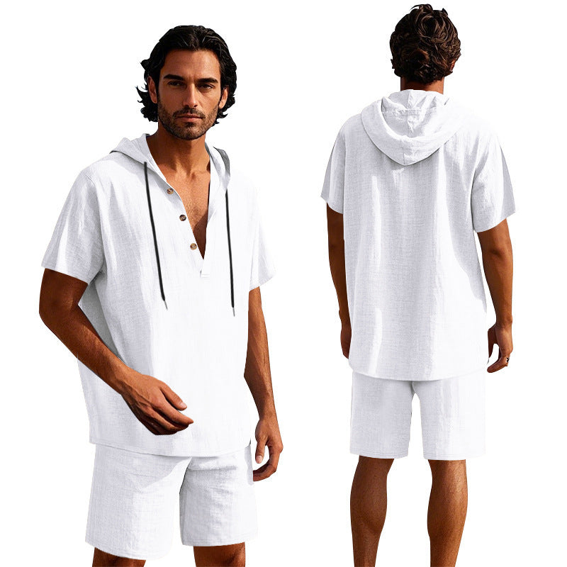 Herren Jogginganzug Kapuze Kurze Hose Sportlich Modern