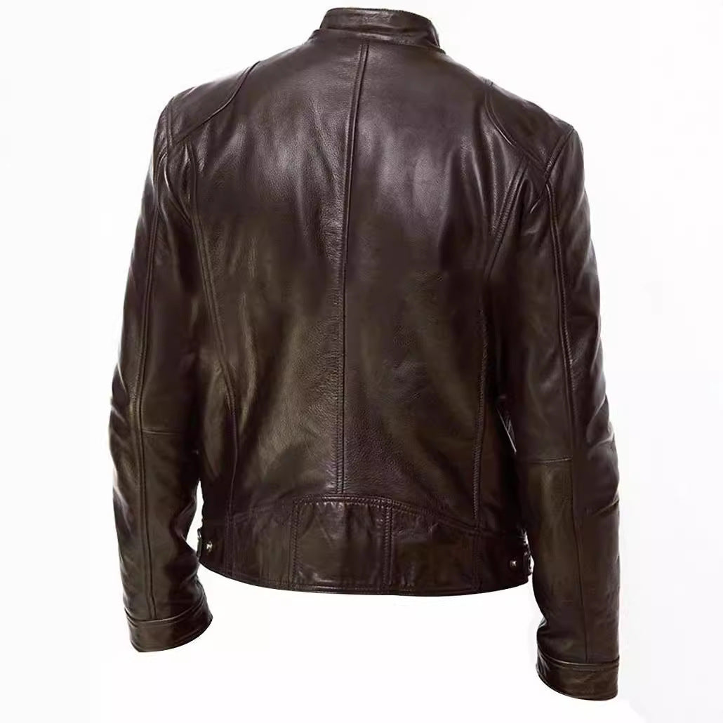 Herren Lederjacke Modern mit Steppdetails und Taschen