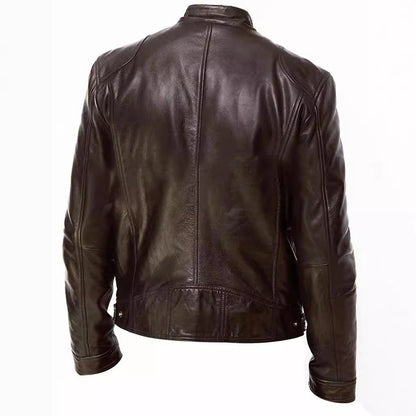 Herren Lederjacke Modern mit Steppdetails und Taschen
