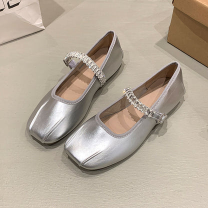 Damen Ballerinas Glitzer Riemen Elegant Schuhe