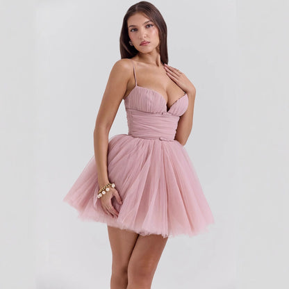 Frauen Tüllkleid mit Trägern und Schwingrock