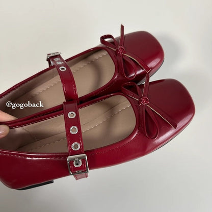 Damen Ballerinas Schleifen Dekor Riemen Verstellbar