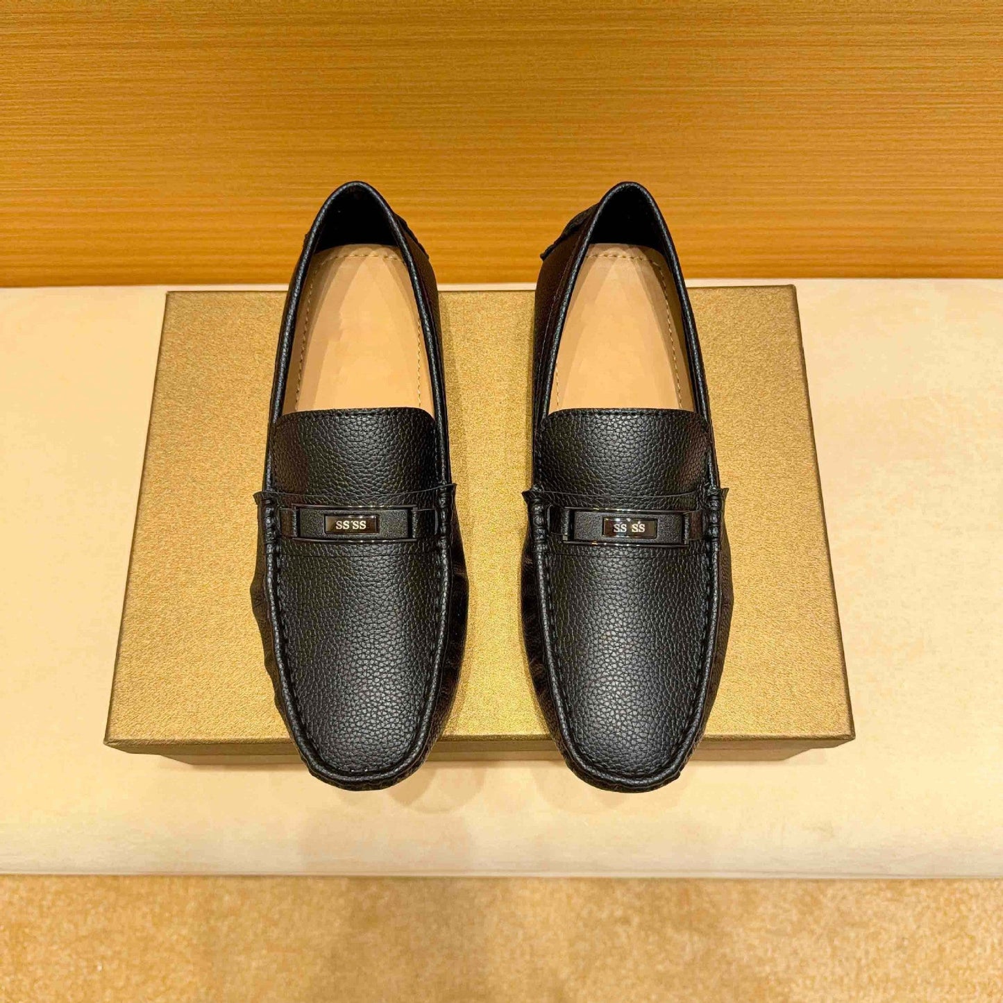 Ledermokassins Herren Elegantes Design Ziernaht Schwarz - BerlinGlamour