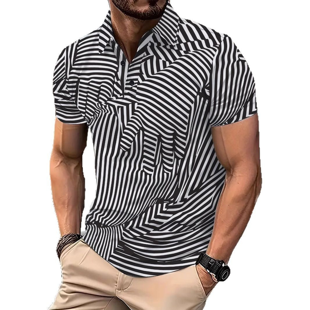 Herren Poloshirt Kurzarm Streifen Modern Style