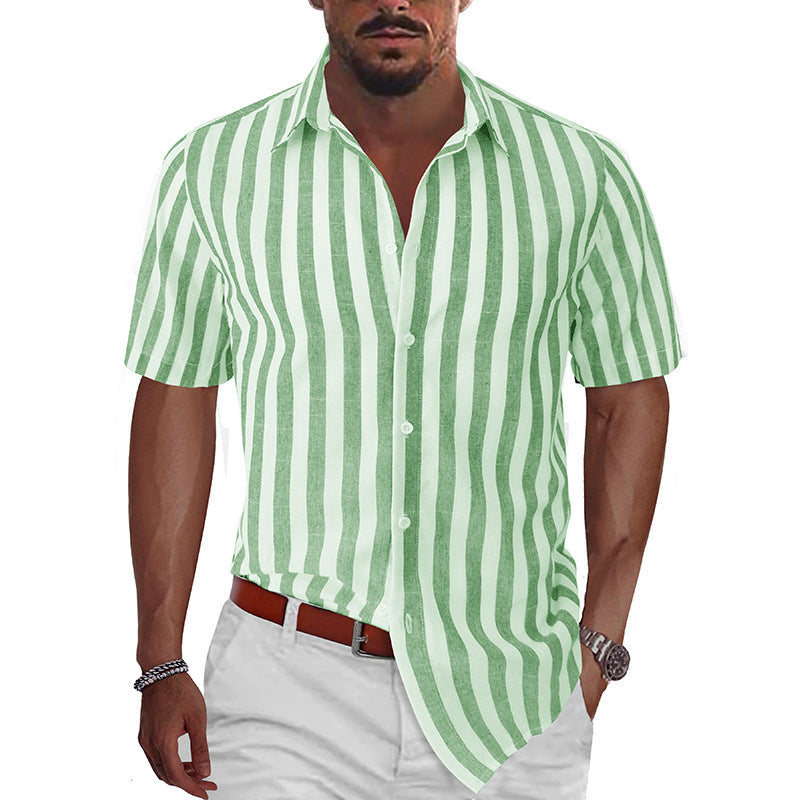 Herren Hemd Kurzarm Streifen Modern