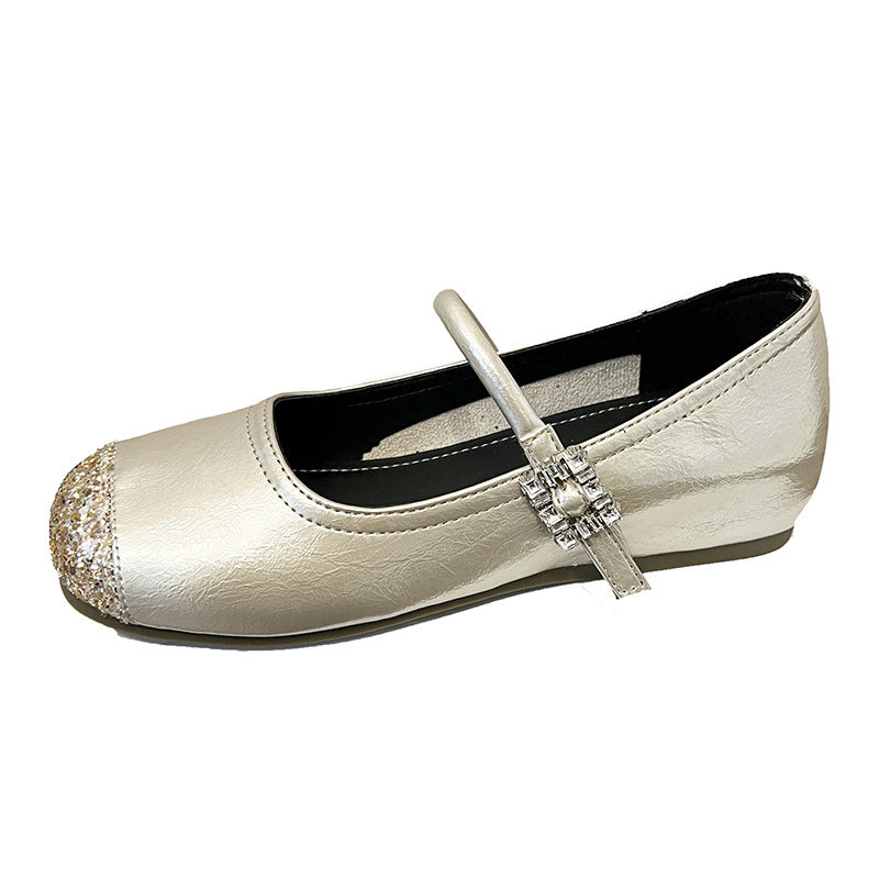Damen Ballerinas Glitzerriemen Modern Schuhe