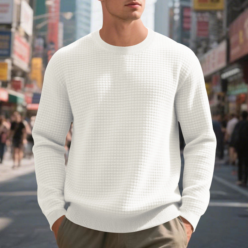 Herren Pullover Warm Strukturiert Rundhals