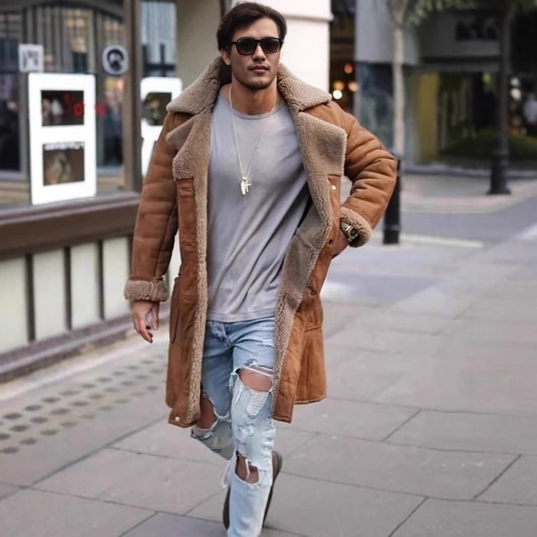 Herren Langmantel Teddyfell Warm Elegant - BerlinGlamour
