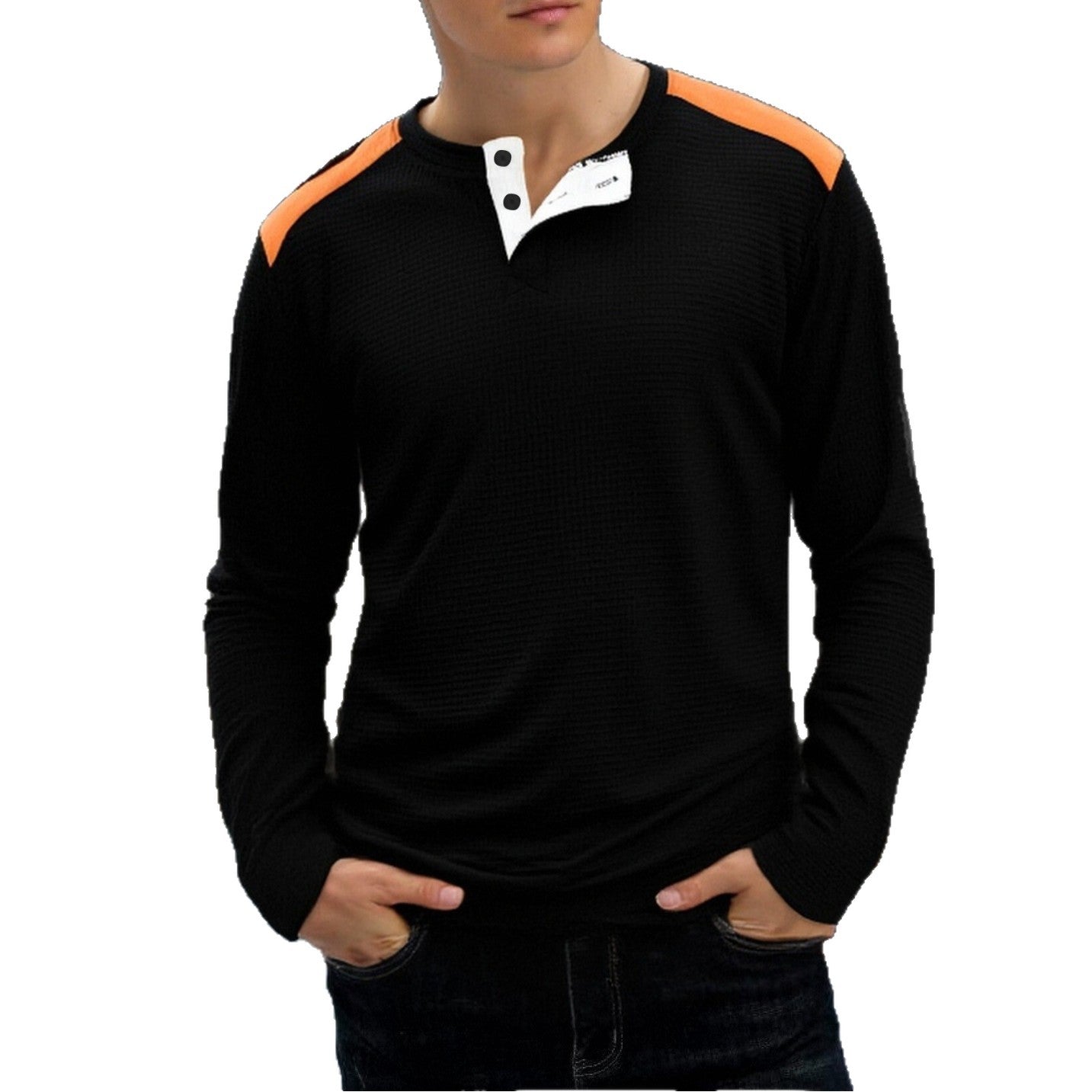 Herren Langarmshirt Modern mit Struktur und Kontrastfarben