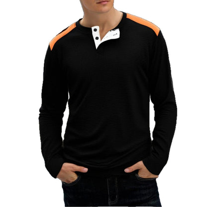 Herren Langarmshirt Modern mit Struktur und Kontrastfarben