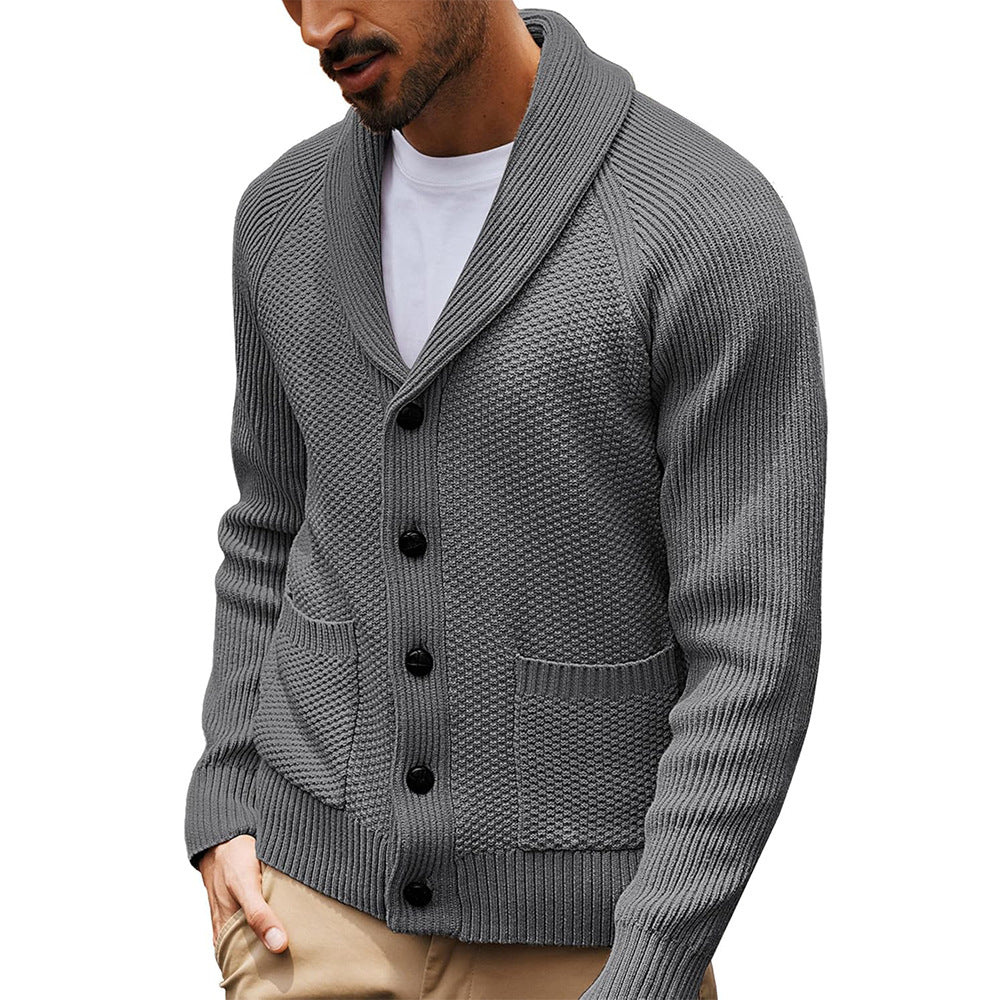 Herren Strickjacke Schalkragen Strukturiert Elegantes Design - BerlinGlamour