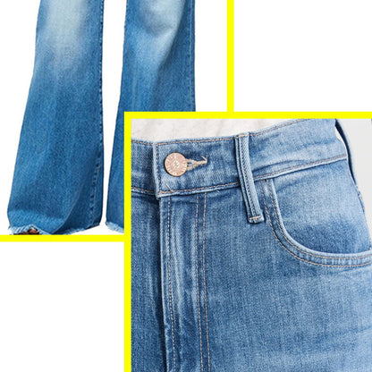 Damen Schlaghose Ausgefranst Jeanshose Trendy