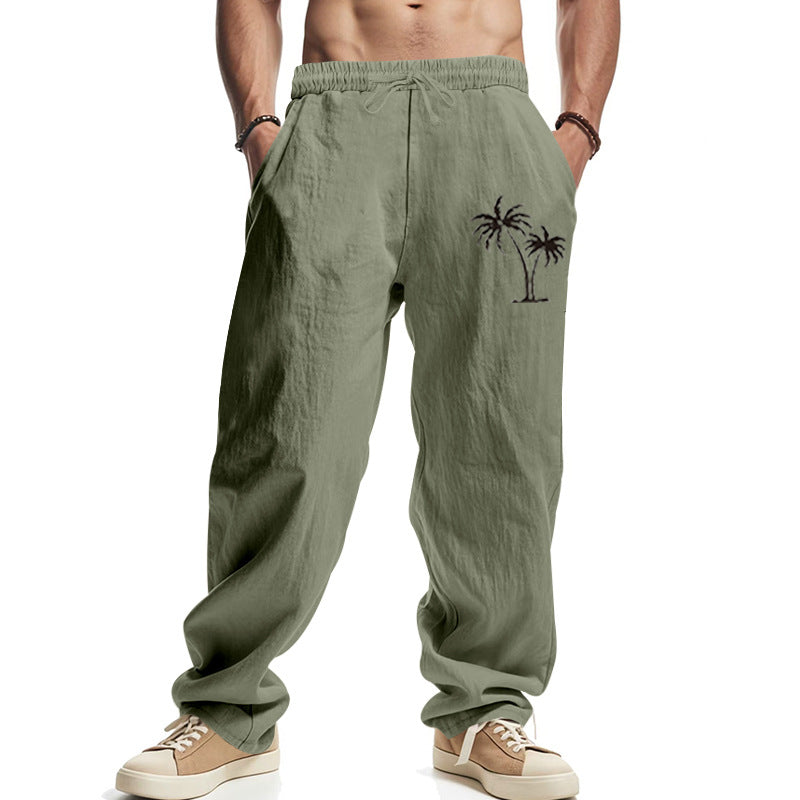 Herren Strandhose Bequem Palmen Muster Sommerhose