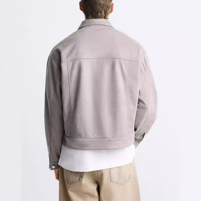 Herren Lederjacke Lässig Wildleder Modern Schnitt
