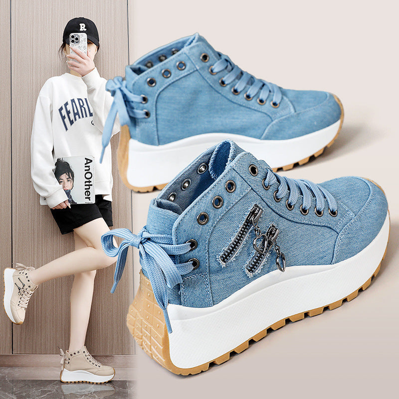 Damen Sneaker High-Top Sportschuhe Rutschfest Modisch - BerlinGlamour