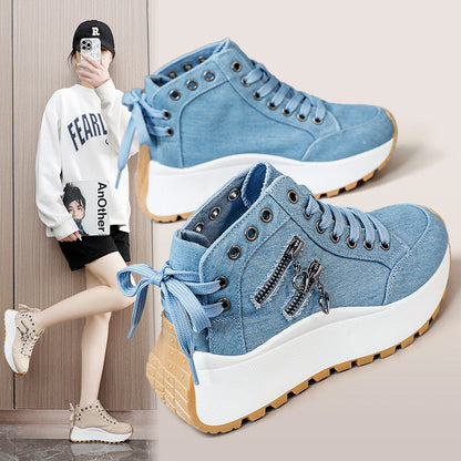 Damen Sneaker High-Top Sportschuhe Rutschfest Modisch - BerlinGlamour