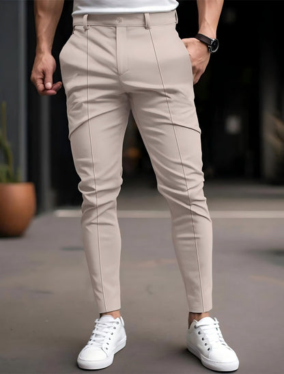 Herren Slim Fit Chino Hose Elastisch Vieltaschig Modern
