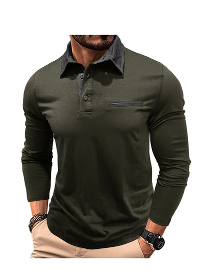 Herren Poloshirt Modern Kragen Taschen Elegant