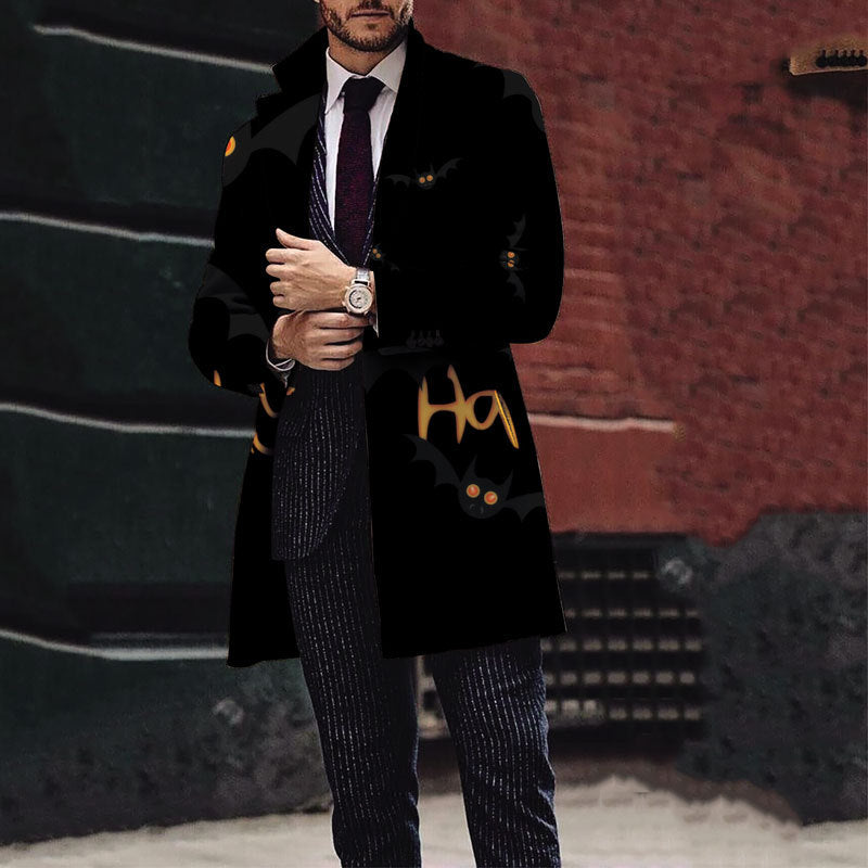 Herren Trenchcoat Halloween Motiv Klassisch Elegant