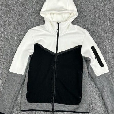 Herren Fleecejacke Sportlich mit Kapuze und Reißverschlusstaschen