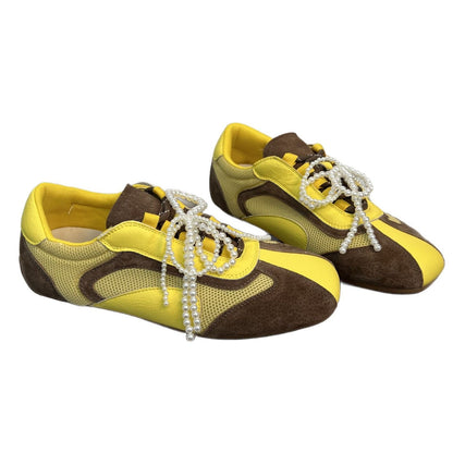 Damen Sneakers Modisch Perlen Detail Atmungsaktiv Mesh