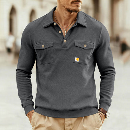 Herren Poloshirt Lässig Klassisch mit Brusttasche